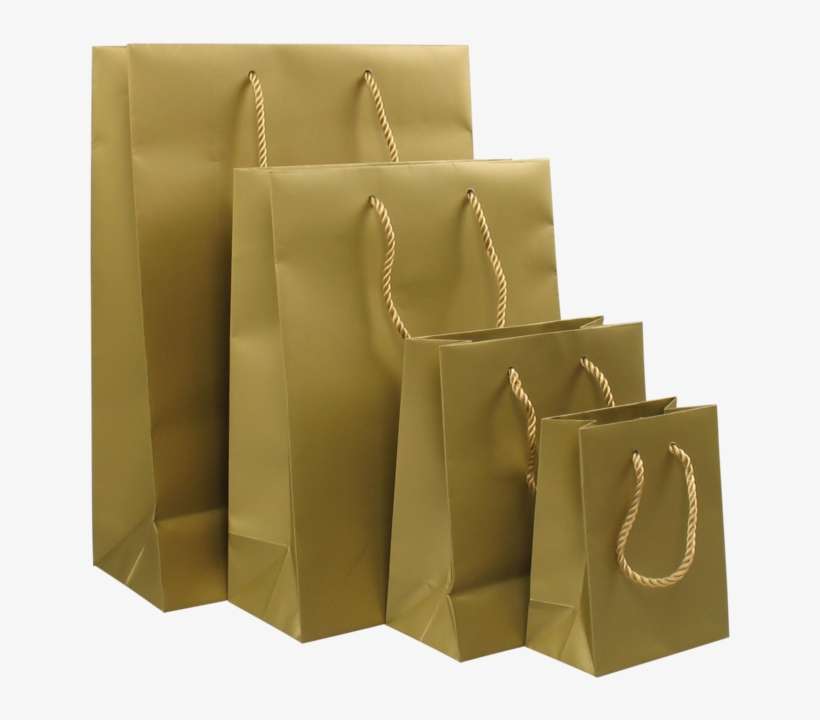 Bag, Art Paper, Deluxe Bag With Cord, - Gold Shopping Bags Png, transparent png download