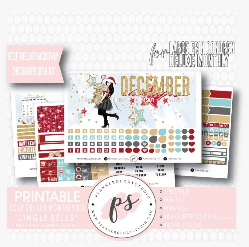 Jingle Bells December 2018 Monthly View Kit Digital, transparent png download