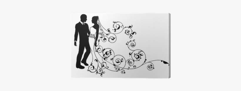 Silhouette Bride And Groom Wedding Couple Canvas Print - False Karaoke - Kekkonshiki You Cd Karaoke Kanpai/ai, transparent png download