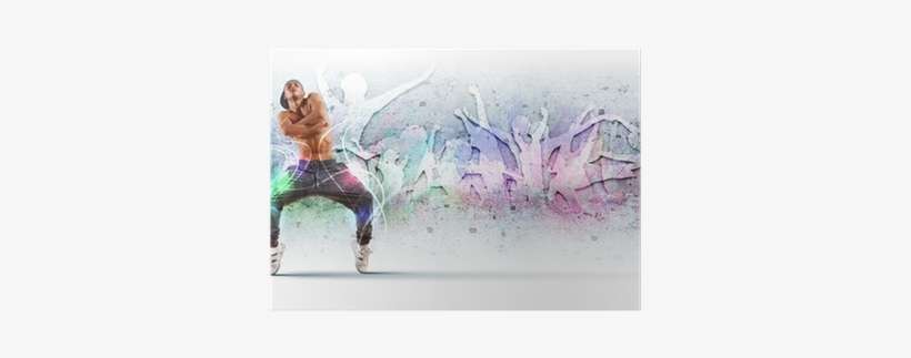 Young Man Dancing Hip Hop With Color Lines Poster • - Dance, transparent png download