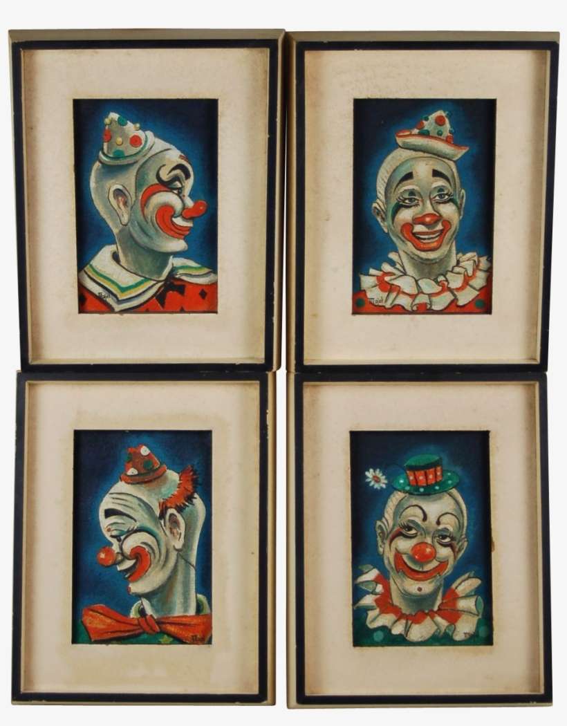 Group 4 Art Deco Clown Paintings By New Orleans Artist - Painting, transparent png download