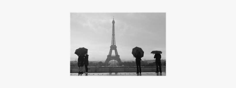 Streets Of Paris With Eiffel Tower In Rain Poster • - Eiffel Tower, transparent png download