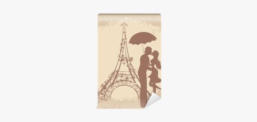 Couple In Paris, Eiffel Tower Wall Mural • Pixers® - Various Artists / Oh Lala France, transparent png download