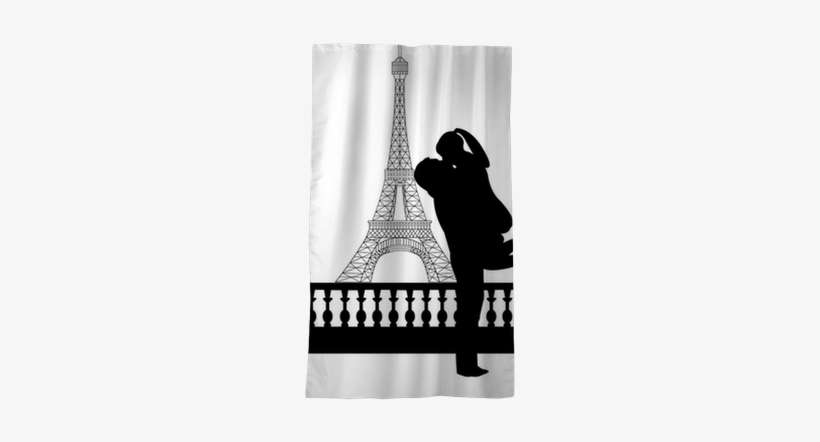 Couple In Love In Front Of Eiffel Tower In Paris Silhouette - Silhouette Of Couple Kissing In Paris, transparent png download