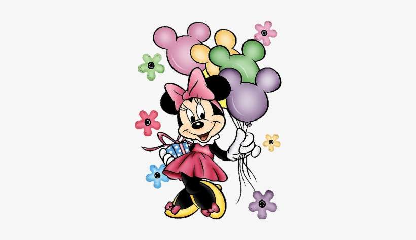 Minnie Mouse Head 3 Cliparts - Minnie Mouse With Balloons, transparent png download