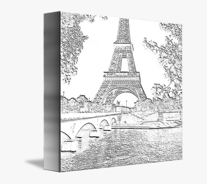 Eiffel Tower Seine River Charcoal Cropped X - Eiffel Tower Charcoal, transparent png download