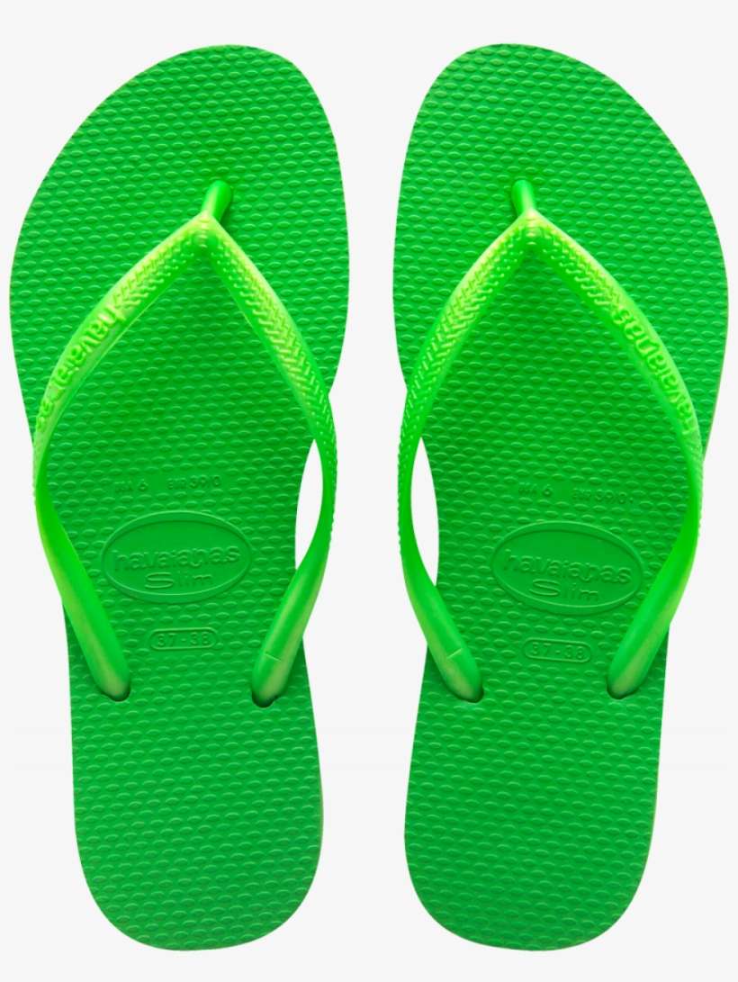 Havaianas Slim Logo Neon Green Flip Flop Toe Post, transparent png download
