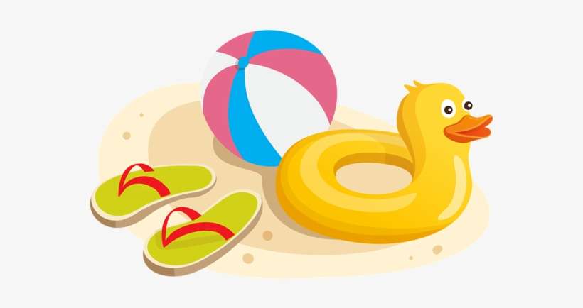 Duck Swim Ring Ball And Flipflops Png Clipart Image - Flip Flop Cartoon Png, transparent png download