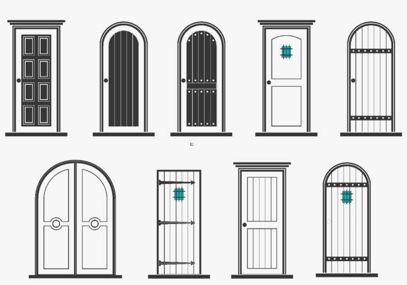 Door Vector Old - Drawing Of House Doors, transparent png download