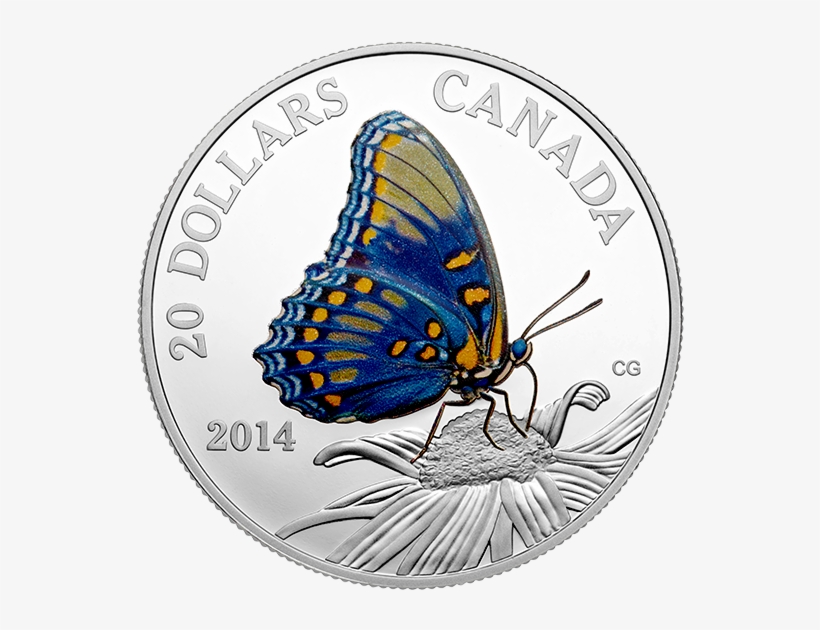 Canada 2014 Red-spotted Purple Butterflies Silver 1 - Canadian Butterfly Coin, transparent png download