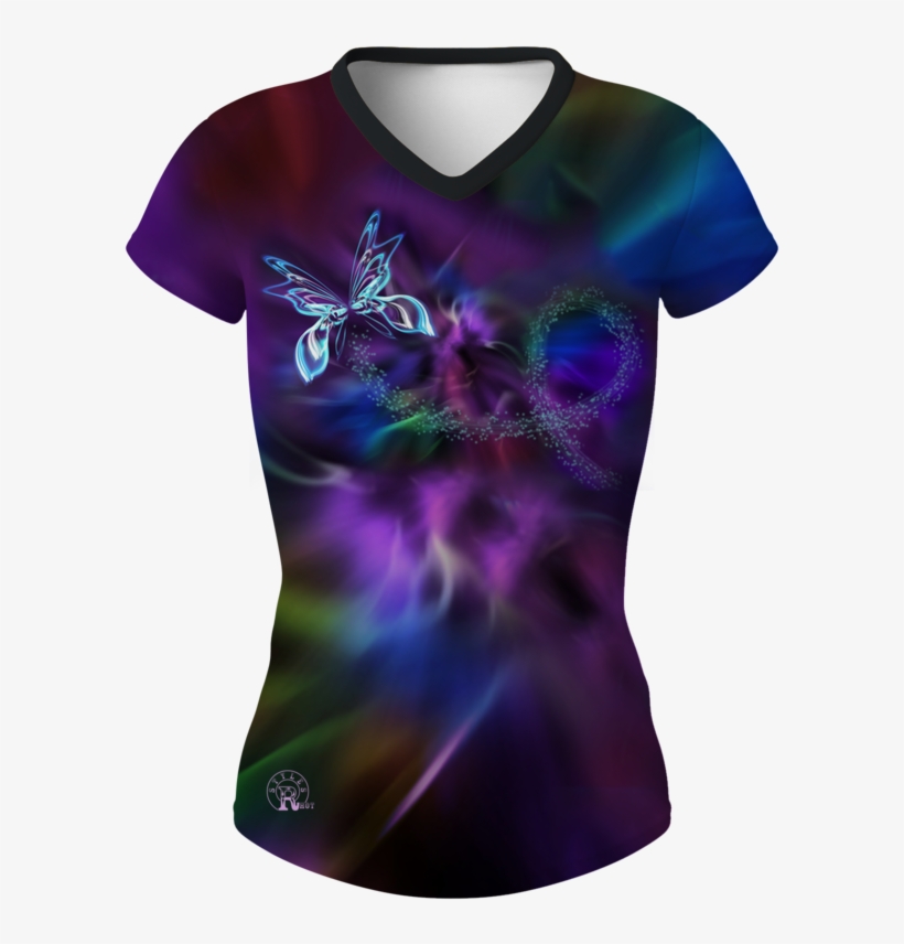 Purple Butterfly T-shirt - Blouse, transparent png download