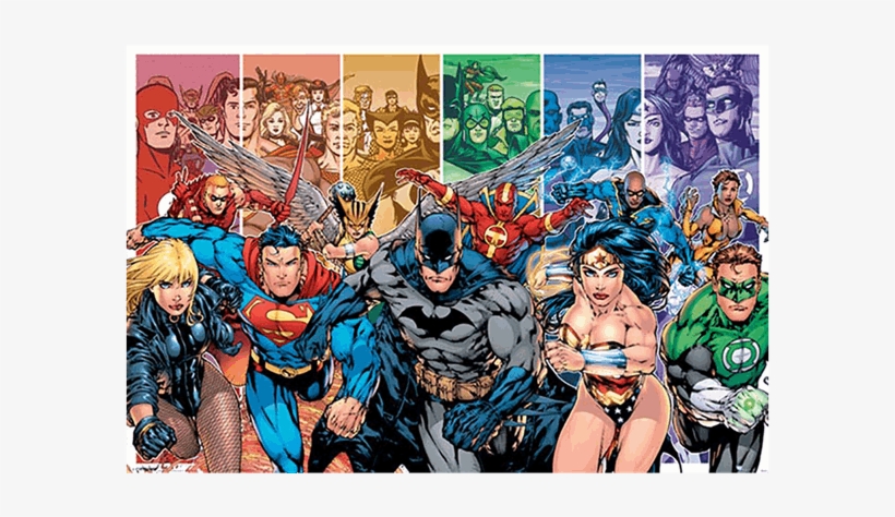 Justice League Running Poster - Justice League Comics Poster, transparent png download