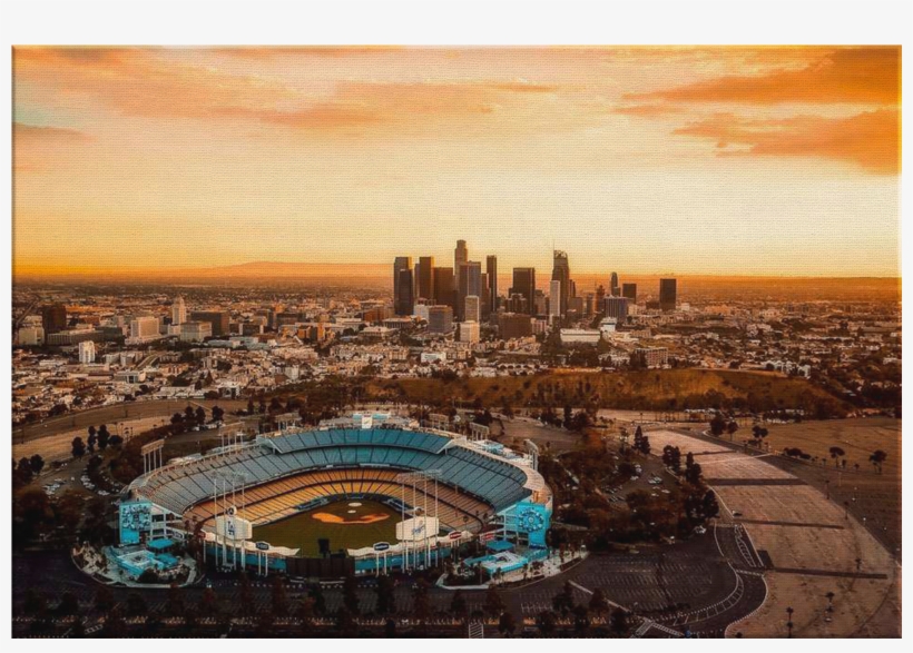 Ballpark And Cityscape - Dodger Stadium Los Angeles Skyline, transparent png download