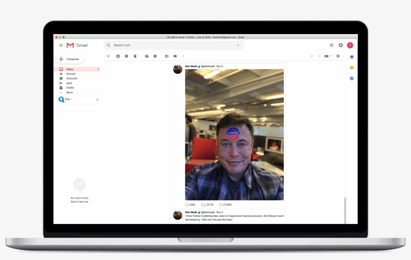Gmail Elon Musk Twitter - Multimedia Software, transparent png download