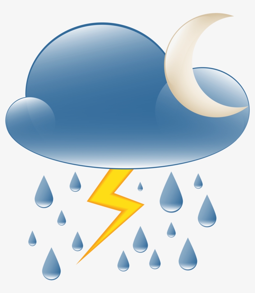 Thundery Showers Night Weather Icon - Thundery Clipart PNG Image ...