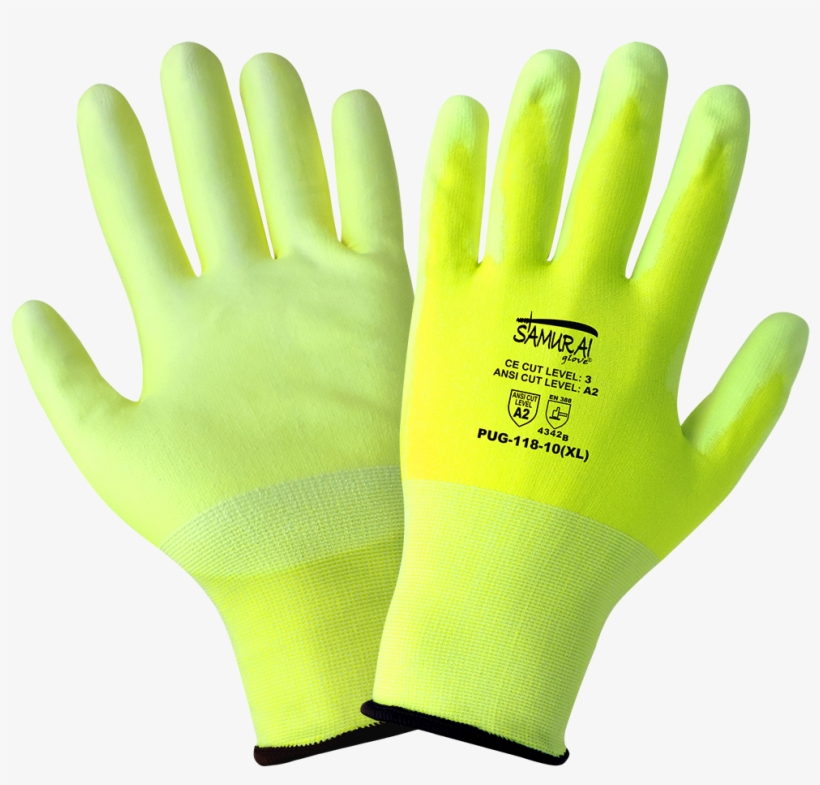 High Visibility Pu Coated Cut Resistant Gloves - Wool, transparent png download