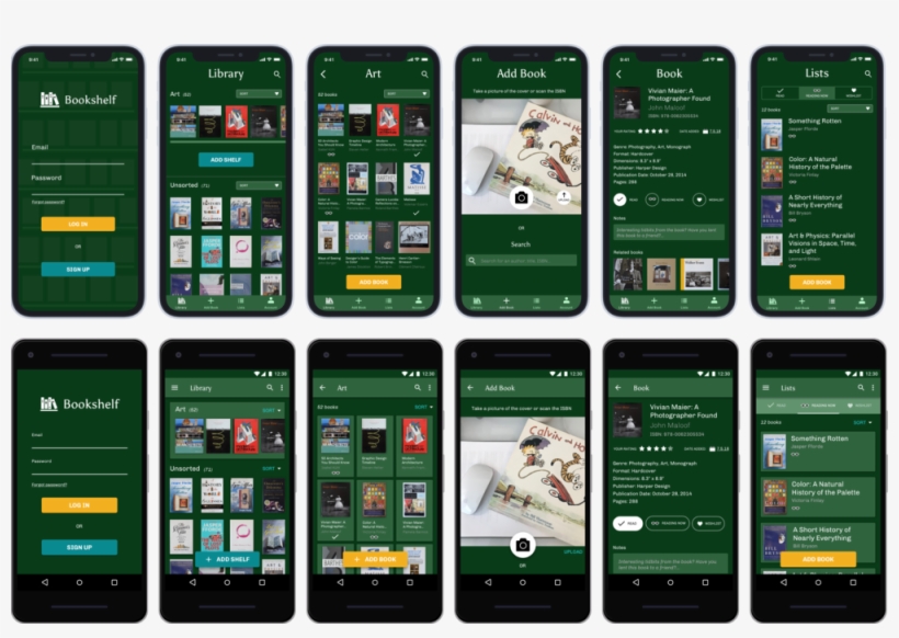 Ios Screens For Log In, Library, Shelf, Add Book, - Smartphone, transparent png download