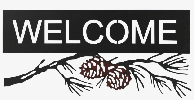 Iron Pine Cone Branch Welcome Sign - Pine, transparent png download
