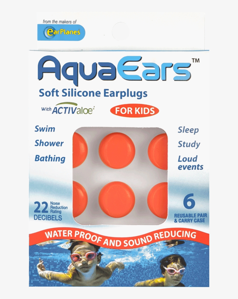 Aquaears® Kids Soft Silicone Earplugs Packaging Front - Parallel, transparent png download
