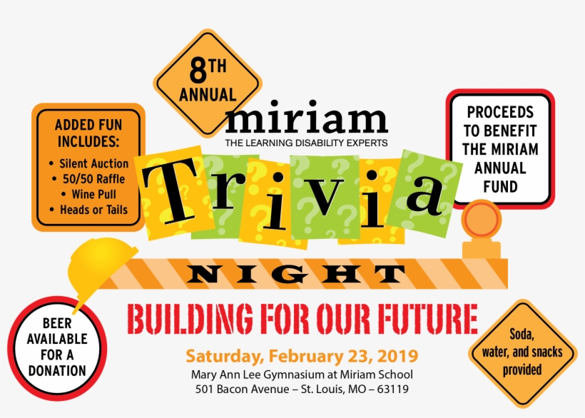 8th Annual Friends Of Miriam Trivia Night Building - Traffic Sign, transparent png download