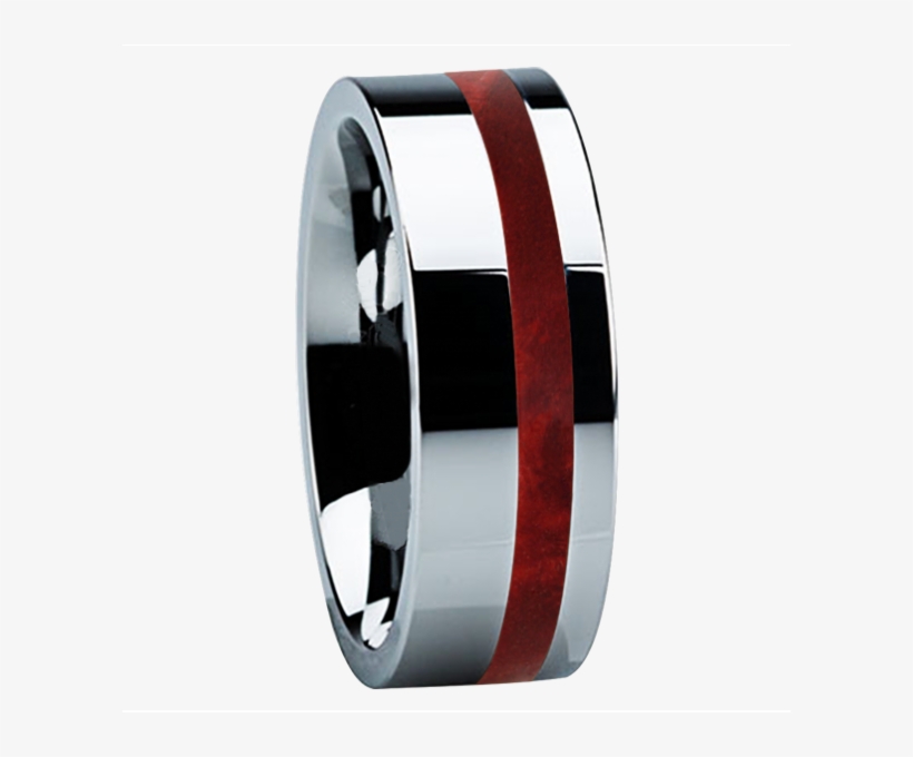 8 Mm Red Box Elder Wood Inlay In Titanium Model - Ring, transparent png download