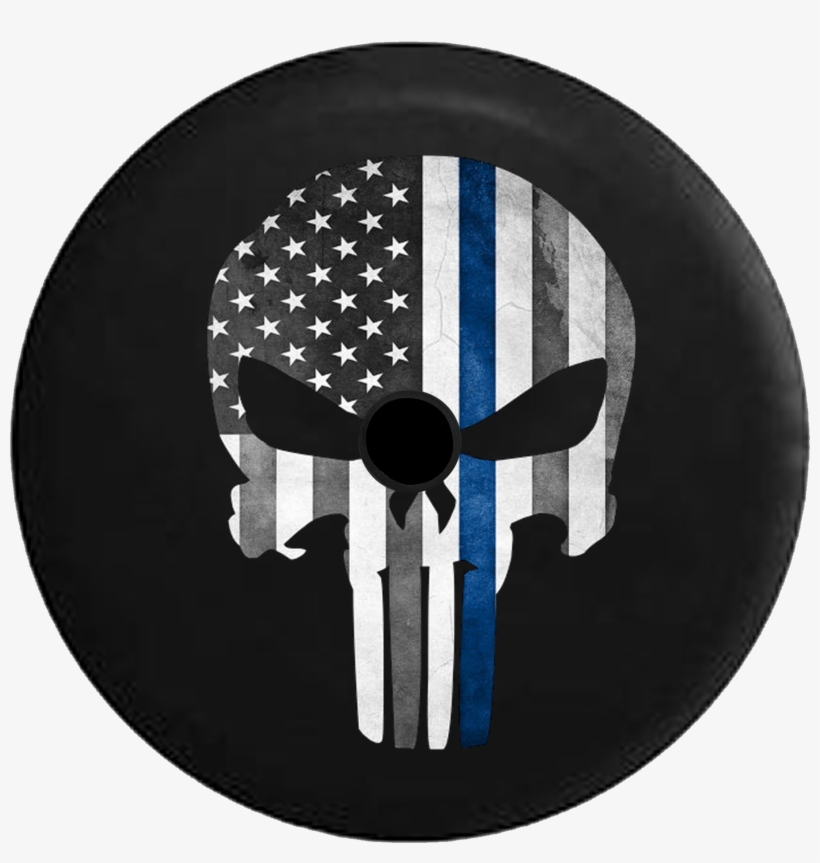 Jeep Wrangler Jl Backup Camera Punisher Skull Military - Blue Line Punisher Sticker, transparent png download