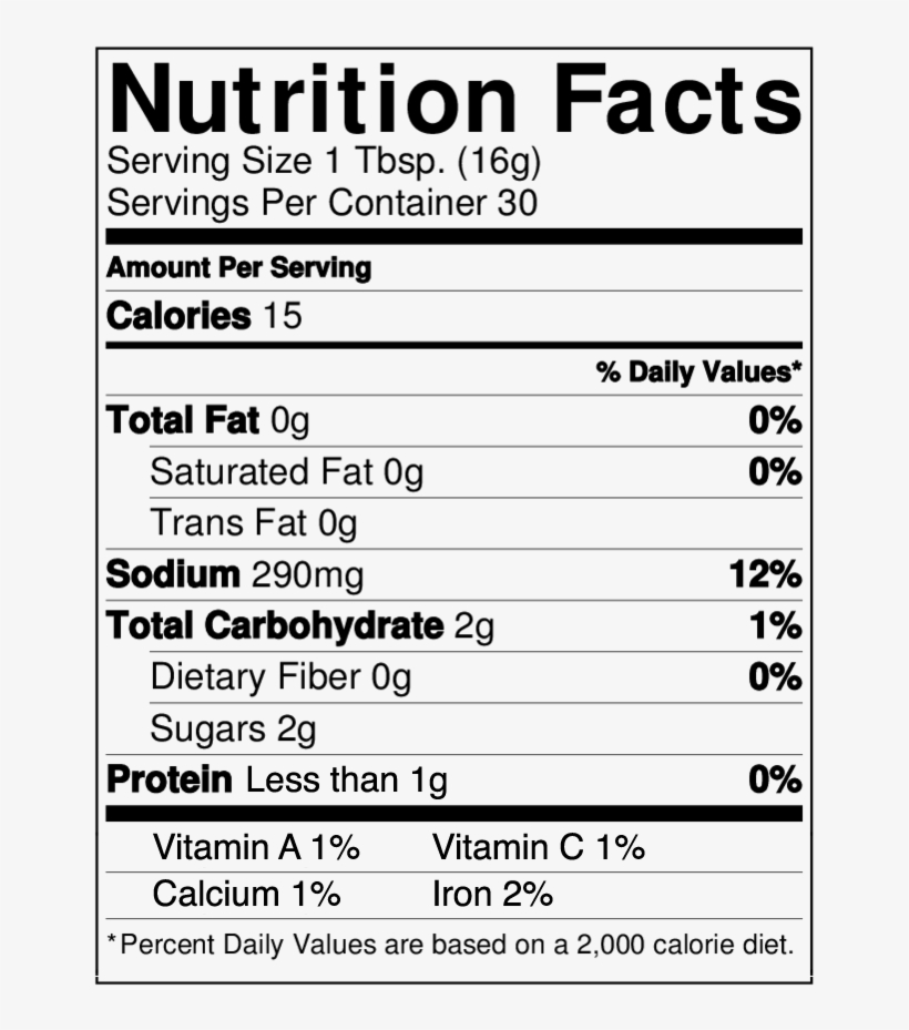 Sioux Z Wow Gourmet Marinade - Nutrition Facts, transparent png download
