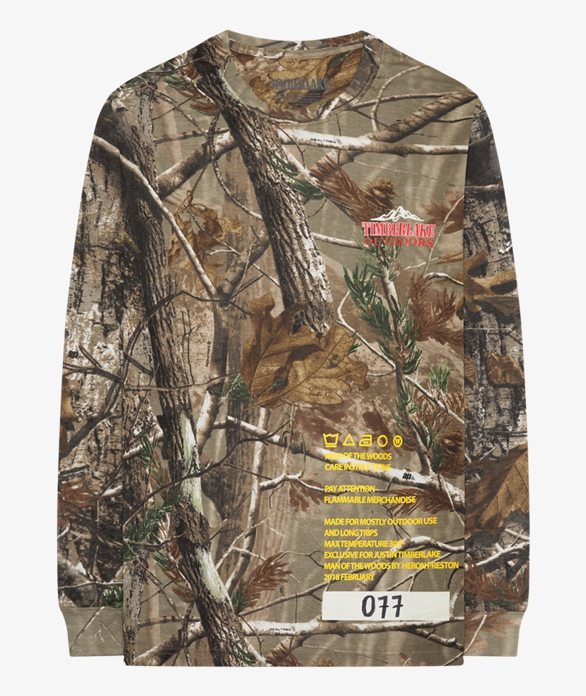 Outdoors Camo L/s T-shirt Justin Timberlake Official - Long-sleeved T-shirt, transparent png download
