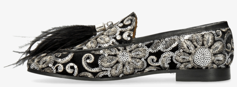 Loafers Scarlett 3 Zardosi Black Tassel Feather Black - Ballet Flat, transparent png download