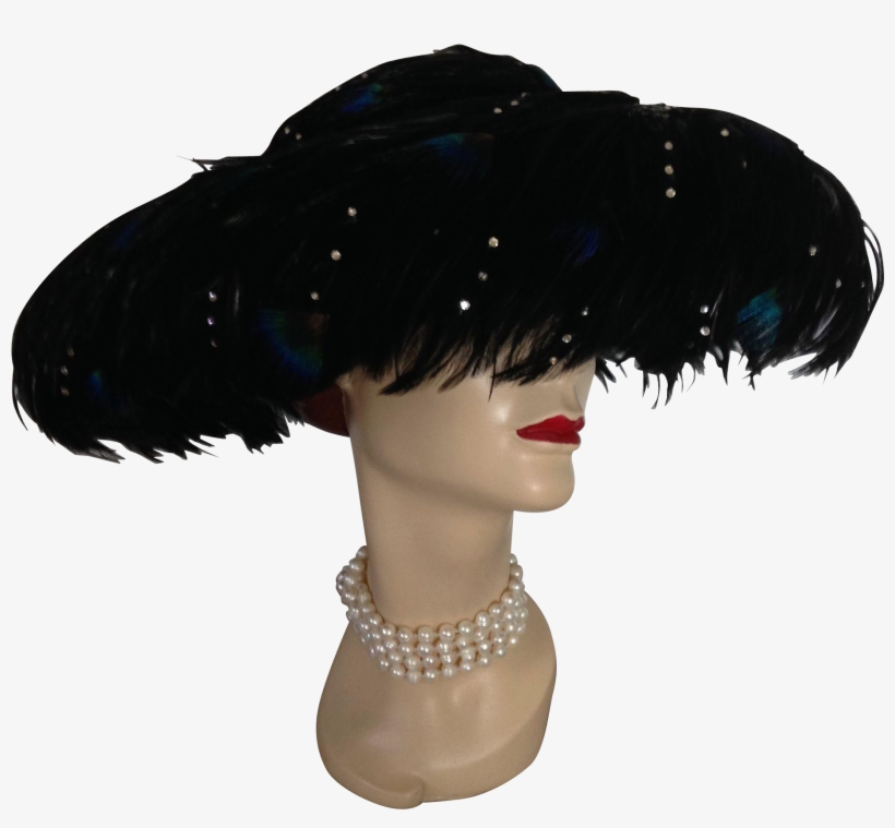 Vintage black feather hat Clearance