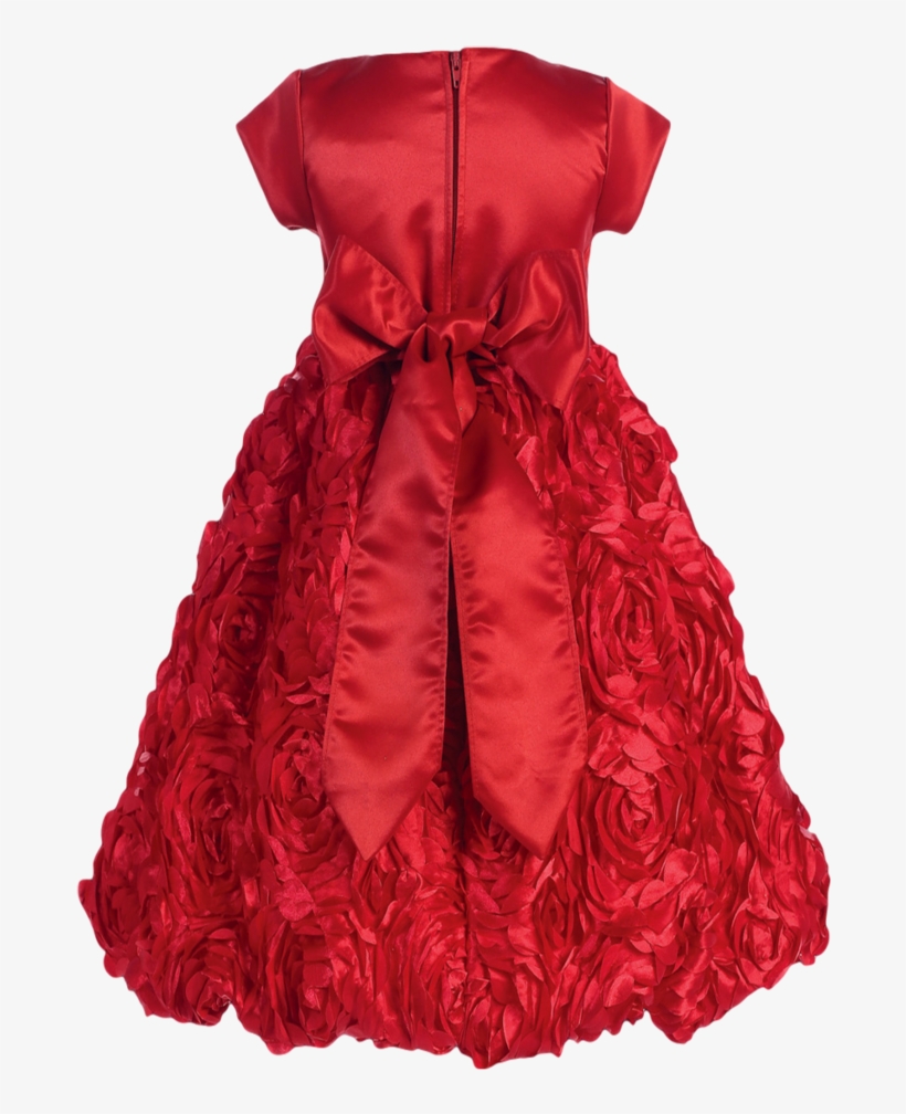 Red Floral Ribbon Girls Holiday Dress W, transparent png download