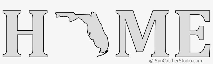 Florida Home Stencil Pattern Shape State Clip Art Outline, transparent png download