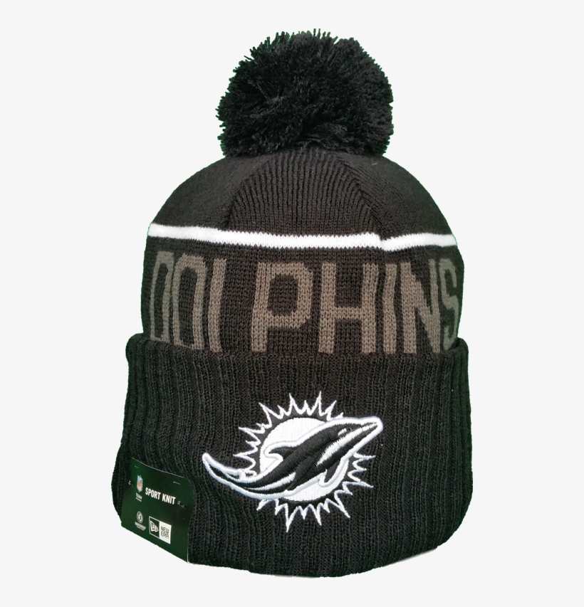 Miami Dolphins Fleece Lined Black Pom Toque More Than - Knit Cap, transparent png download