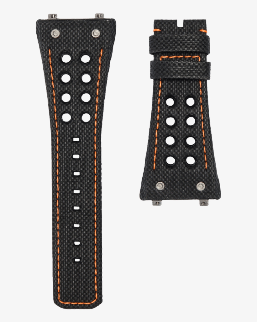 Textured Calfskin With Cut Outs And Orange Stitching - Leather, transparent png download