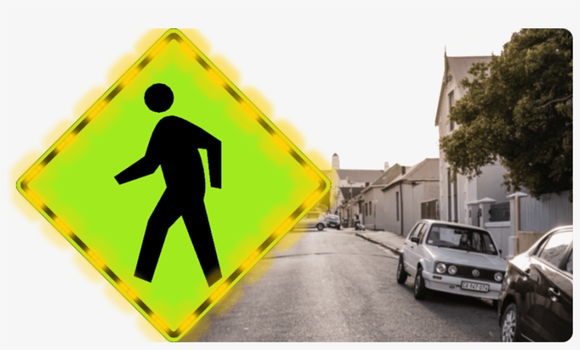 Combining The Power Of Trafficalm Logic And Flashing - Pedestrian Sign, transparent png download