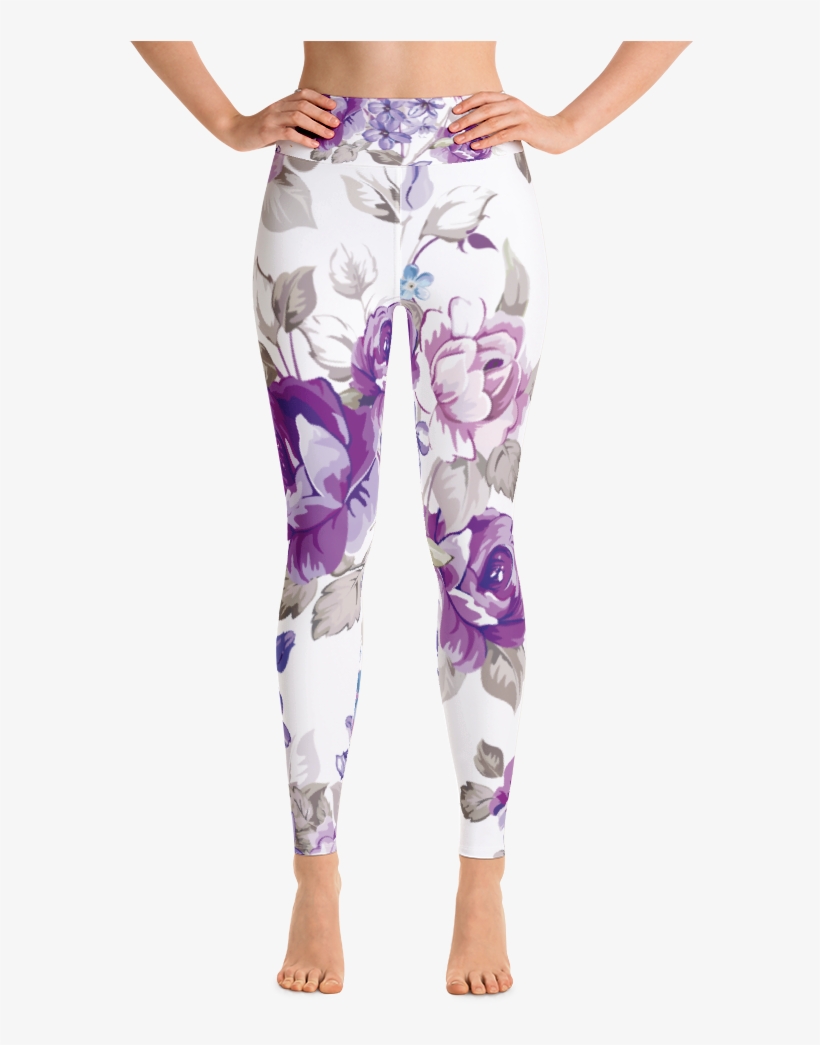 Yoga Leggings Purple Roses - Yoga Pants, transparent png download