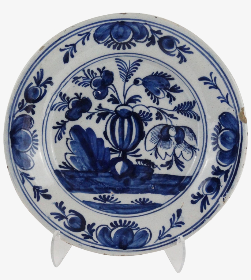 An 18th-century Dutch Delft Blue And White Plate - Blue And White Porcelain, transparent png download