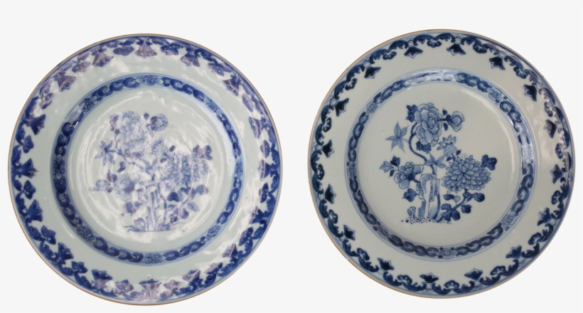 Two Oriental Blue And White Plates - Blue And White Porcelain, transparent png download