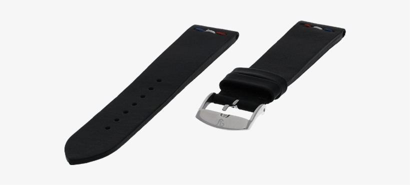Black Leather Vintage France Flag Watch Band 19mm - Strap, transparent png download