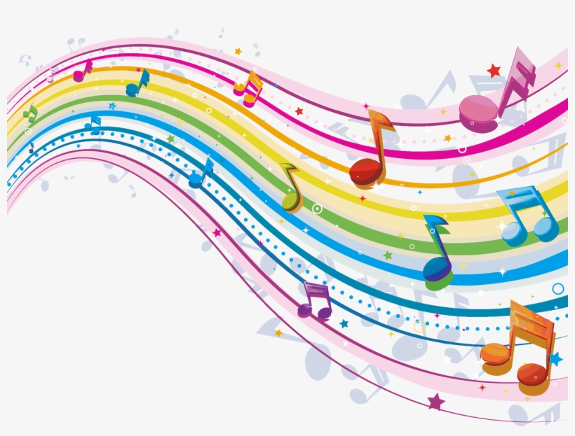 Music Notes Wave Png Black And White - Color Music Notes Png, transparent png download