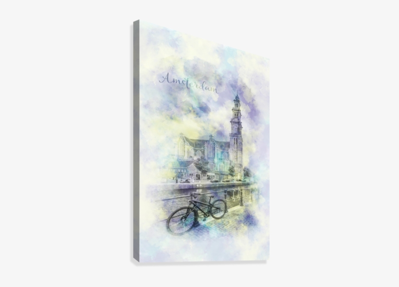 Amsterdam Prinsengracht Watercolor Canvas Print - Melanie Viola Drawing, transparent png download