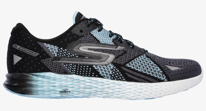 Women's Skechers Gomeb Razor Trainer Black/aqua, transparent png download