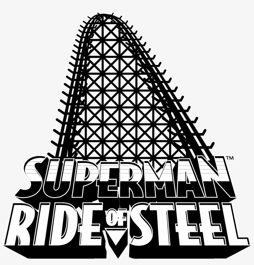 Superman Ride Of Steel Logo Black And White - Illustration, transparent png download