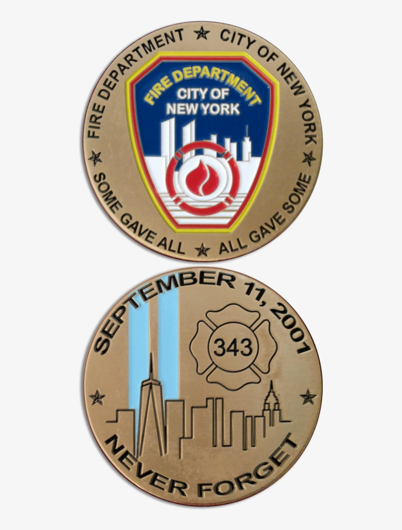 9-11 15th Anniversary Coin - Fdny Red Lapel Pin With Card, transparent png download