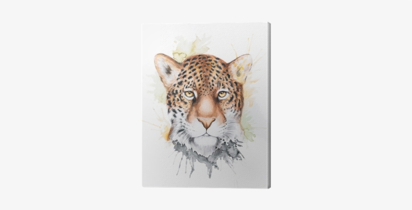 Watercolor Illustration Of A Jaguar Canvas Print • - Watercolor Painting, transparent png download