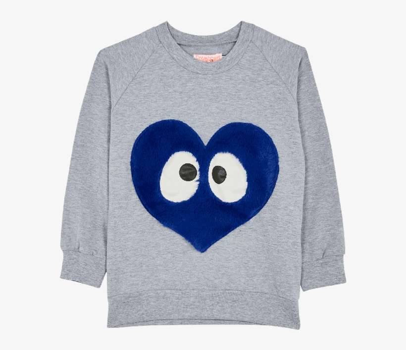 Gray Blue Heart Sweatshirt - Sweater, transparent png download