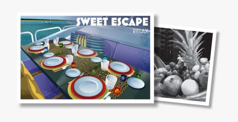 Art Deco Poster Yacht Sweet Escape Dining Relax - Ananas, transparent png download