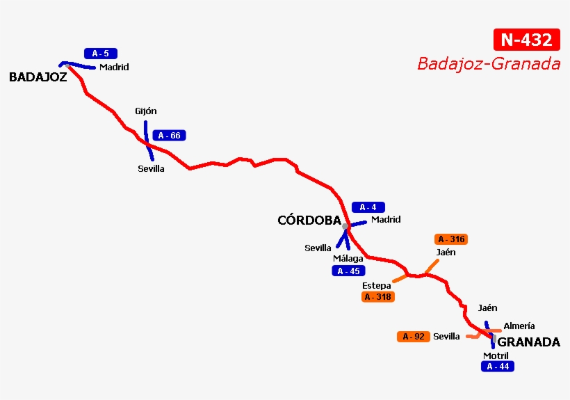 N-432 Rec - Trazado Autovia Badajoz Granada, transparent png download