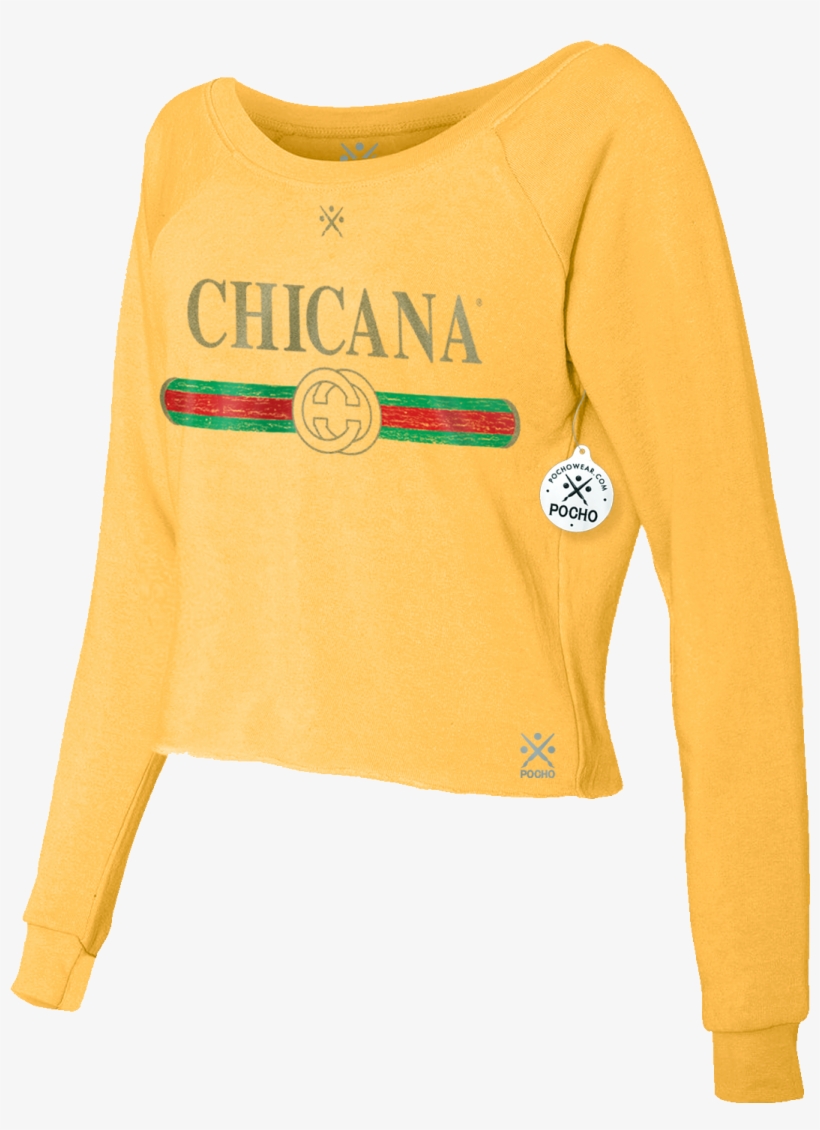 Chicana Ditto Cropped Crew Sweatshirt - Long-sleeved T-shirt, transparent png download