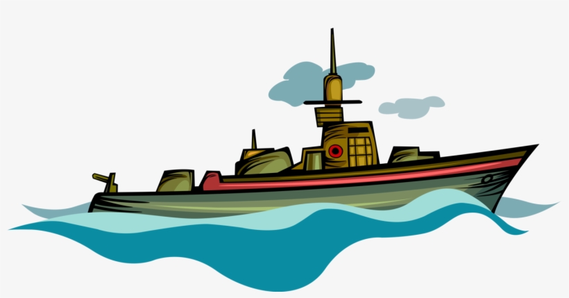 Vector Illustration Of Navy Battleship Sailing Vessel - Boat, transparent png download